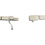 18k White Gold and Diamond 34g Greek Key Bar Link Necklace 17"