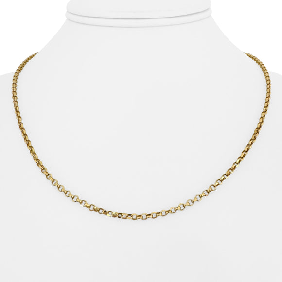 18k Yellow Gold 3.6g Thin Light 2.5mm Rolo Link Chain Necklace Italy 17.5