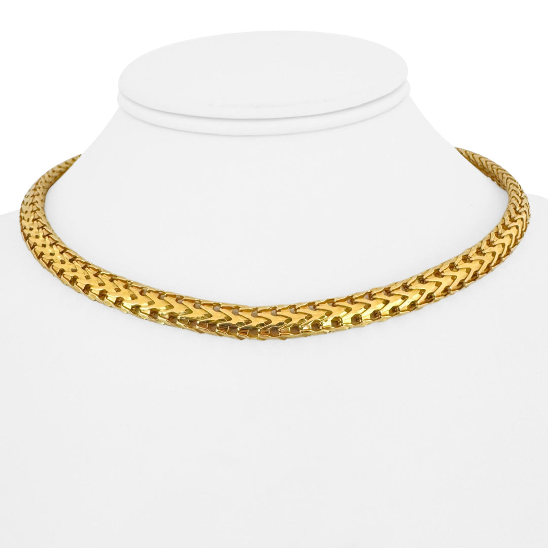 18k Yellow Gold 34.3g Heavy Ladies Vintage Fancy Link Collar Necklace Italy 15"