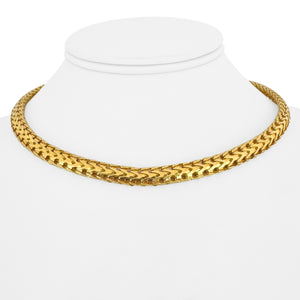 18k Yellow Gold 34.3g Heavy Ladies Vintage Fancy Link Collar Necklace Italy 15"