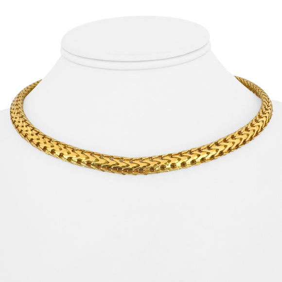 18k Yellow Gold 34.3g Heavy Ladies Vintage Fancy Link Collar Necklace Italy 15