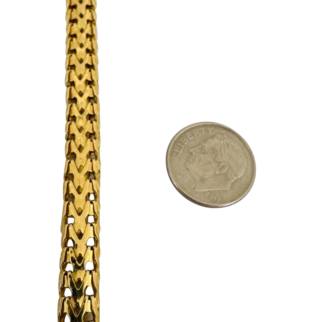 18k Yellow Gold 34.3g Heavy Ladies Vintage Fancy Link Collar Necklace Italy 15"