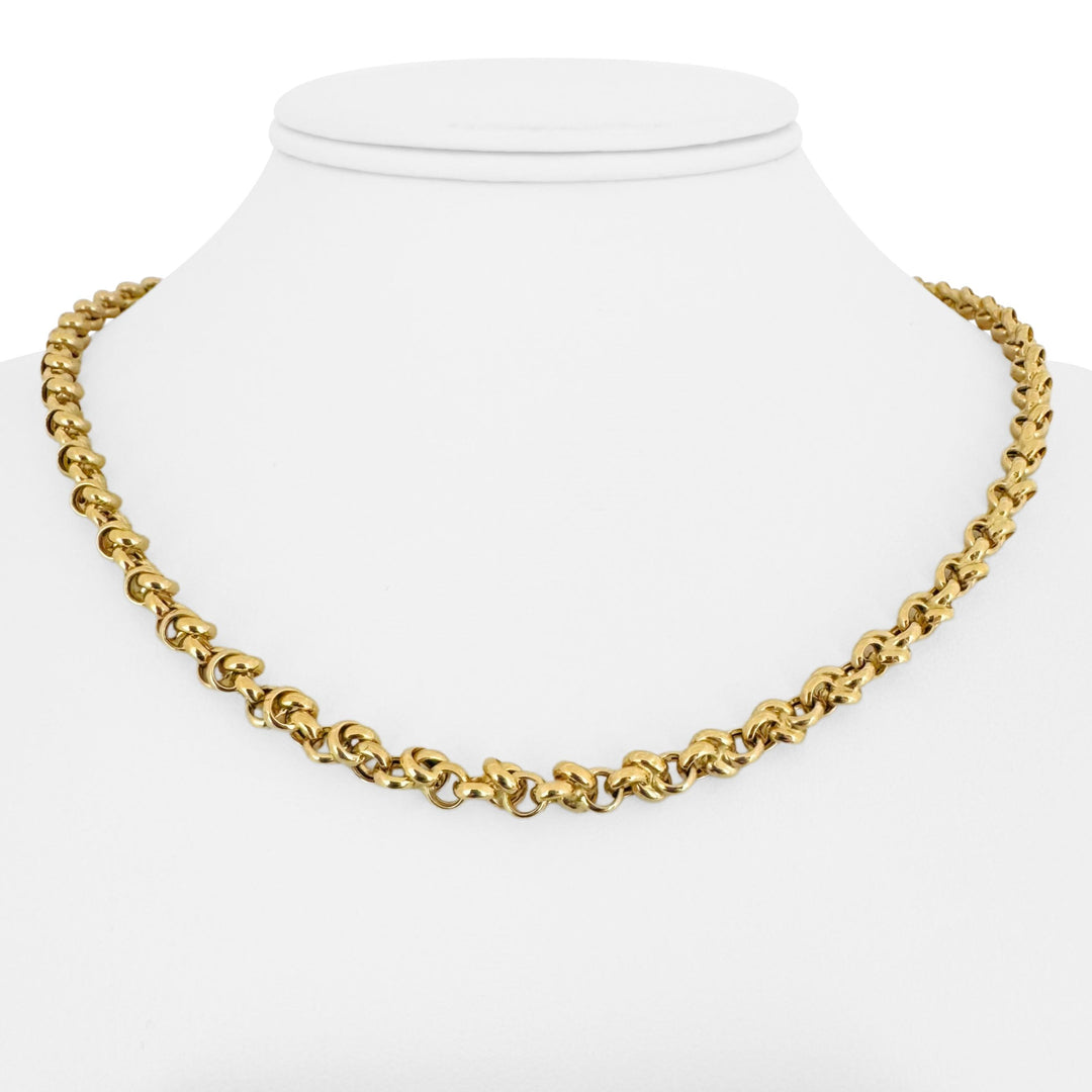 18k Yellow Gold 18.7g Ladies Polished Fancy Cable Link Chain Necklace 17.5"