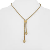 14k Yellow Gold 9.4g Ladies Wheat Link Heart Connector Lariat Necklace Italy 16"