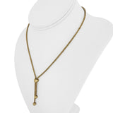 14k Yellow Gold 9.4g Ladies Wheat Link Heart Connector Lariat Necklace Italy 16"