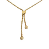 14k Yellow Gold 9.4g Ladies Wheat Link Heart Connector Lariat Necklace Italy 16"