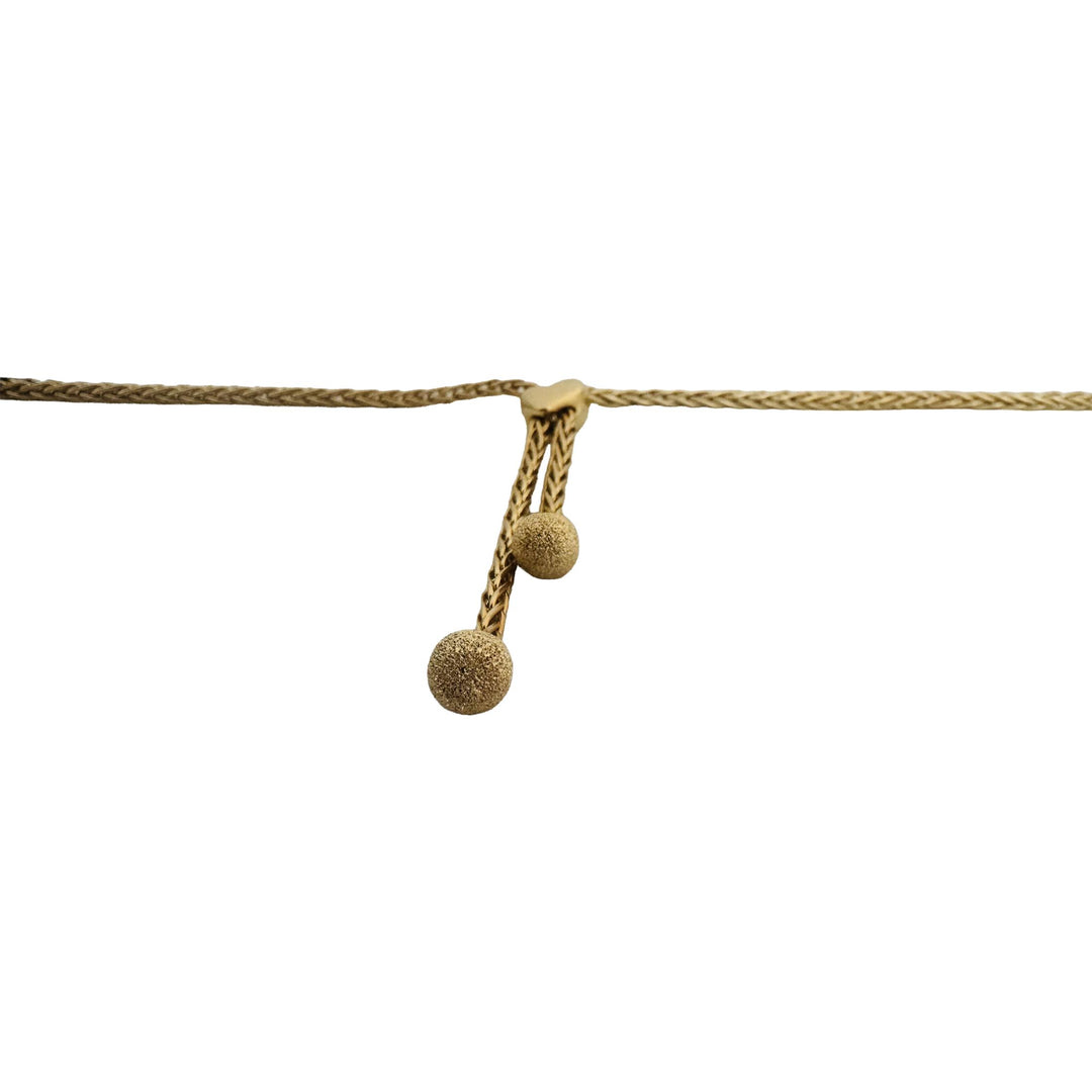 14k Yellow Gold 9.4g Ladies Wheat Link Heart Connector Lariat Necklace Italy 16"