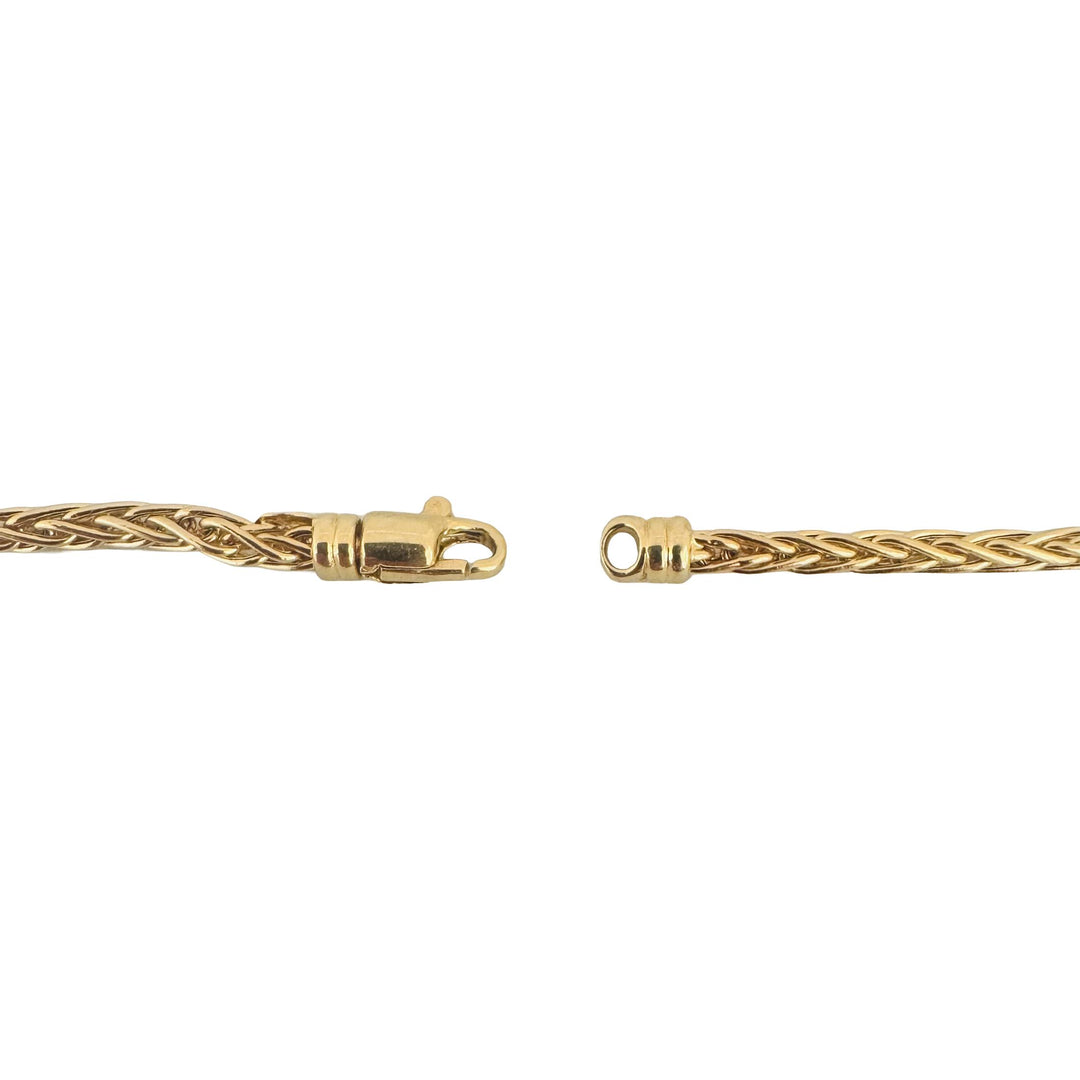 14k Yellow Gold 9.4g Ladies Wheat Link Heart Connector Lariat Necklace Italy 16"