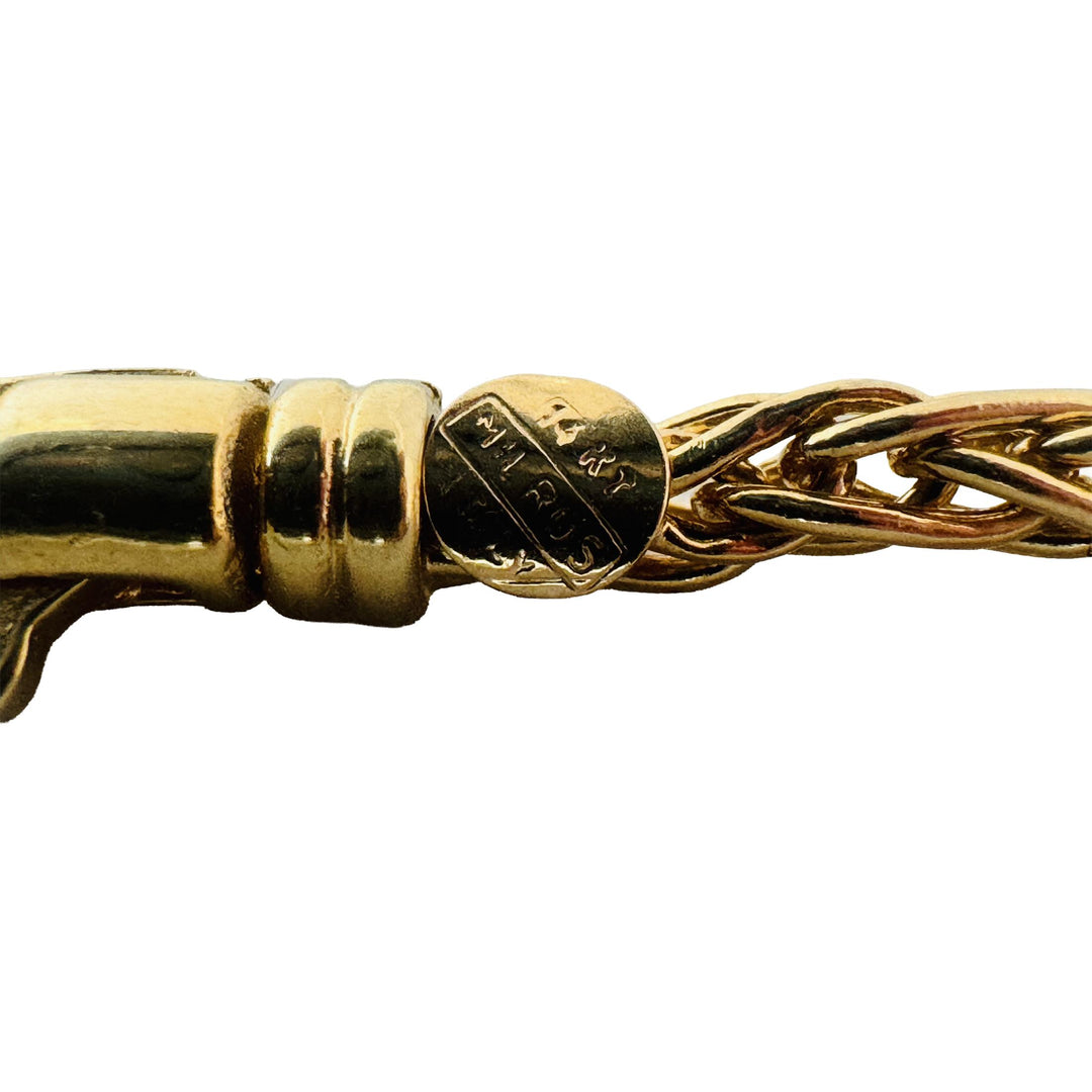 14k Yellow Gold 9.4g Ladies Wheat Link Heart Connector Lariat Necklace Italy 16"