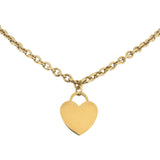 18k Yellow Gold 9.7g Hollow Cable Link Heart Charm Chain Necklace Italy 18"