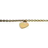 18k Yellow Gold 9.7g Hollow Cable Link Heart Charm Chain Necklace Italy 18"