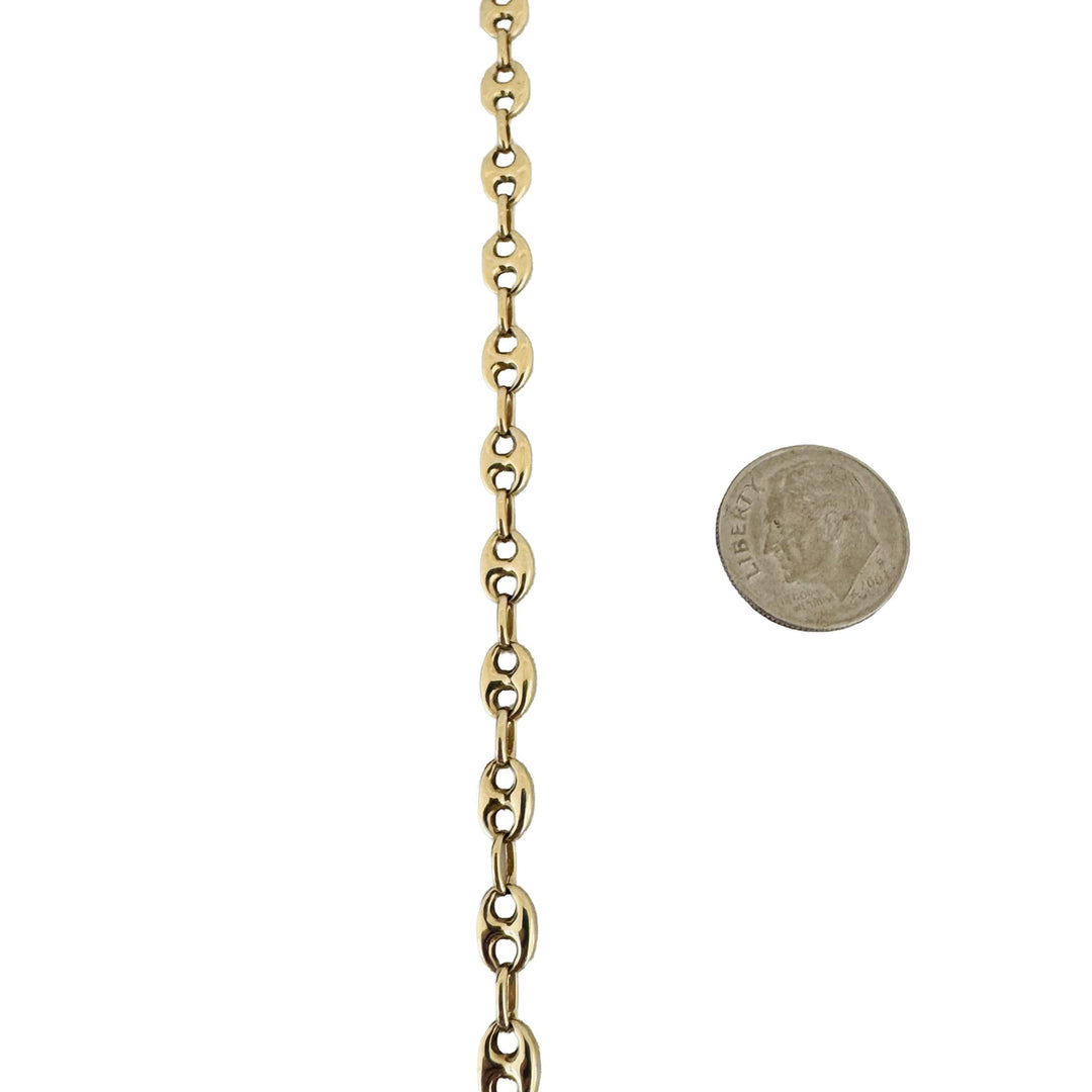 14k Yellow Gold 25.6g Solid Heavy 5.5mm Puffy Mariner Link Chain Necklace 22.5"