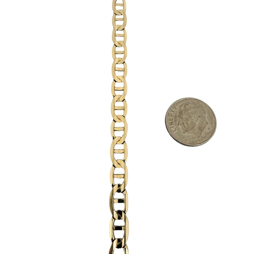 14k Yellow Gold 10.6g Semi Solid Men's 6mm Mariner Link Bracelet 8.25"