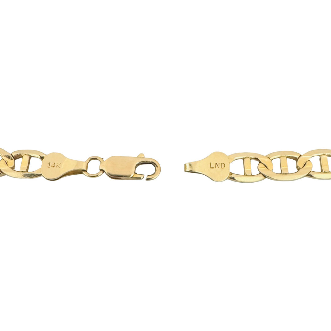 14k Yellow Gold 10.6g Semi Solid Men's 6mm Mariner Link Bracelet 8.25"
