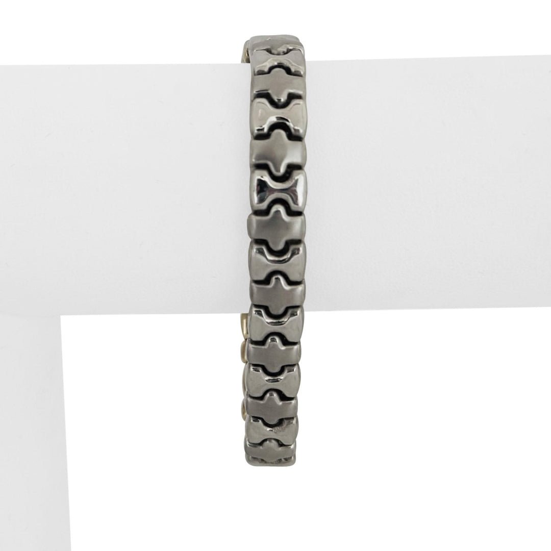 14k Yellow and White Gold 16g Reversible Thick Fancy Link Bracelet 7"