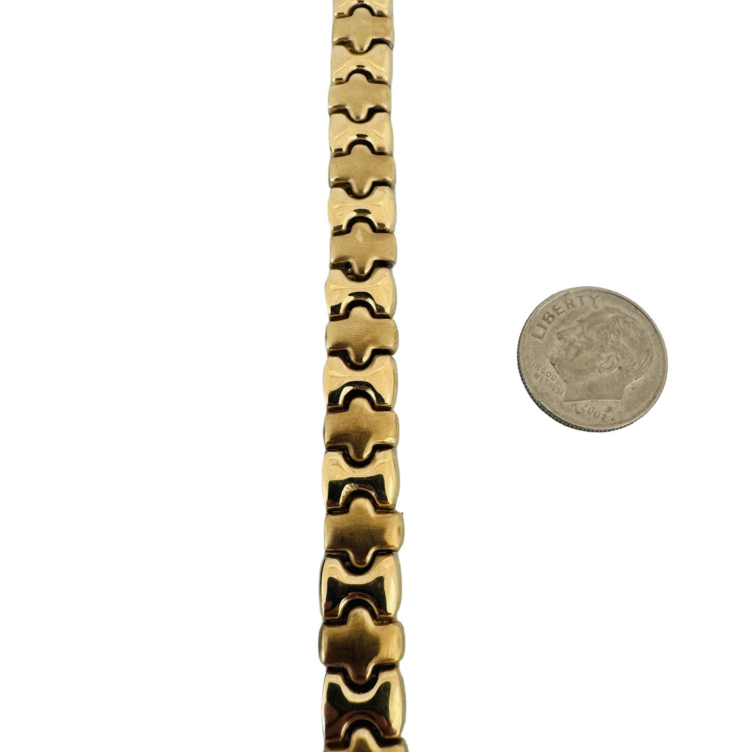 14k Yellow and White Gold 16g Reversible Thick Fancy Link Bracelet 7"