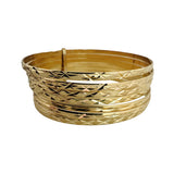 Set of Seven 14k Yellow Gold 33.6g Diamond Cut Connected Bangle Bracelets 7.5"