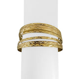 Set of Seven 14k Yellow Gold 33.6g Diamond Cut Connected Bangle Bracelets 7.5"