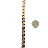 14k Yellow and White Gold 10.3g Ladies 9mm Fancy X Link Bracelet 7"
