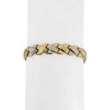14k Yellow and White Gold 10.3g Ladies 9mm Fancy X Link Bracelet 7"