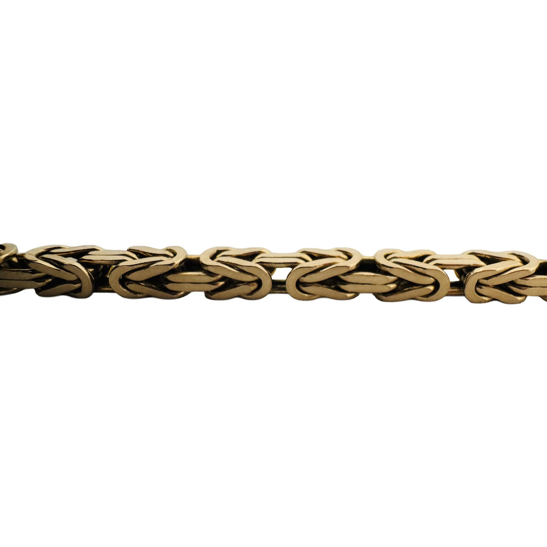 14k Yellow Gold 33.4g Solid Heavy Men's Squared Byzantine Link Bracelet Italy 9"