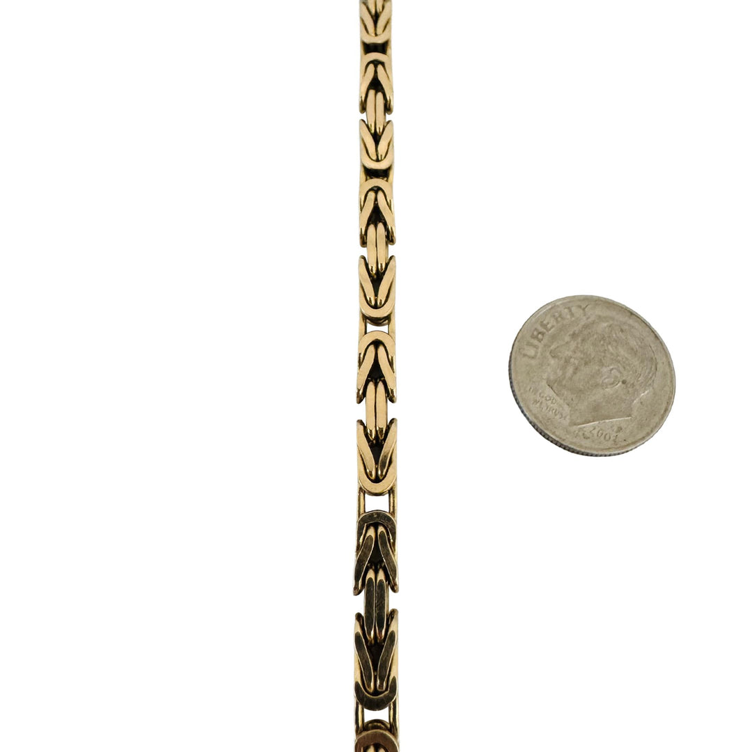 14k Yellow Gold 33.4g Solid Heavy Men's Squared Byzantine Link Bracelet Italy 9"