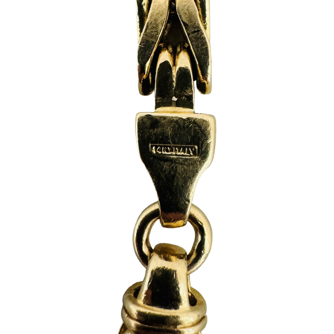 14k Yellow Gold 33.4g Solid Heavy Men's Squared Byzantine Link Bracelet Italy 9"