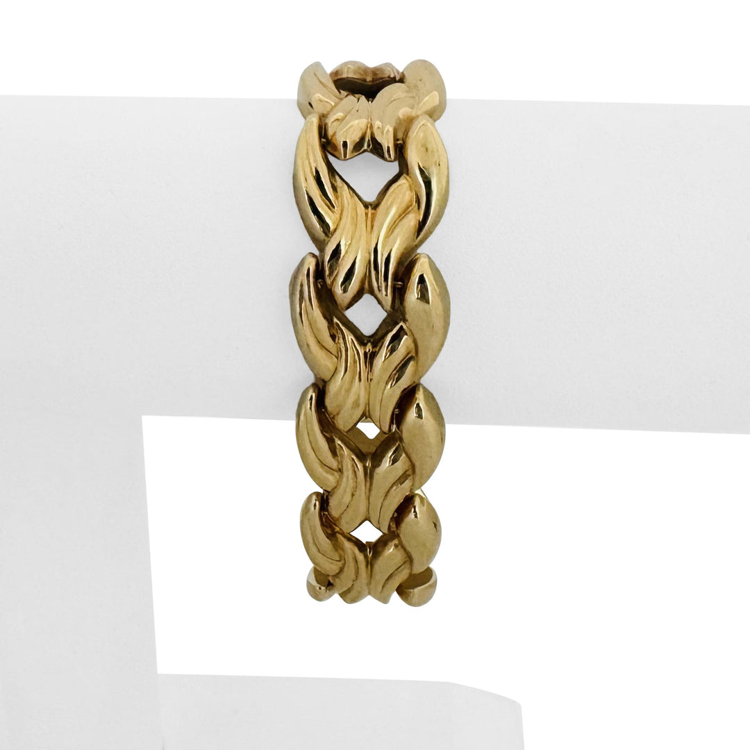 14k Yellow Gold 28.7g Ladies Polished 18mm Fancy Link Bracelet Italy 7"