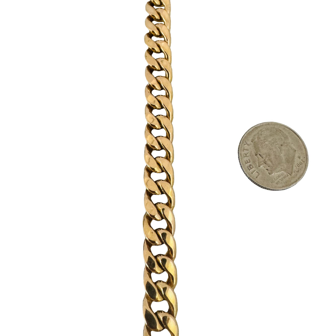 14k Yellow Gold 36g Semi Solid 8mm Cuban Curb Link Chain Necklace 23"