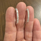 14k White Gold and 0.80cttw Diamond Hoop Earrings 1"
