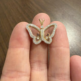 14k Yellow and White Gold Ruby and 0.50cttw Diamond Butterfly Pendant 1"