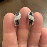 14k White Gold 0.50cttw Black and White Diamond Huggie Earrings