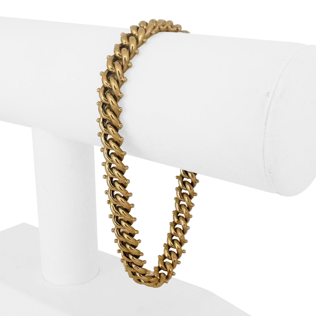 19k Portuguese Yellow Gold 13.7g Vintage Beaded Curb Link Bracelet 8.25"