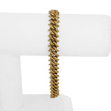 19k Portuguese Yellow Gold 13.7g Vintage Beaded Curb Link Bracelet 8.25"