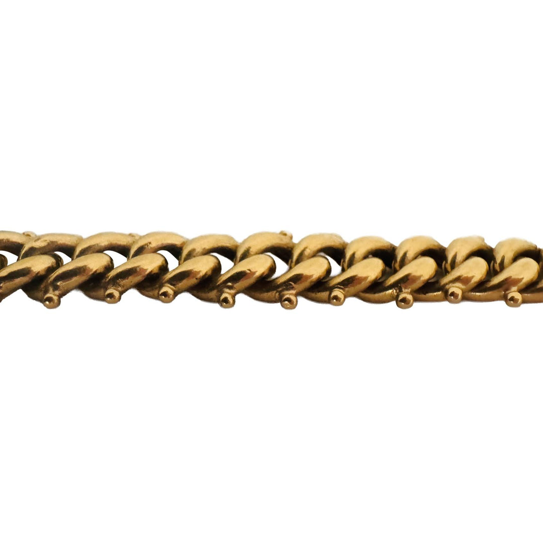 19k Portuguese Yellow Gold 13.7g Vintage Beaded Curb Link Bracelet 8.25"
