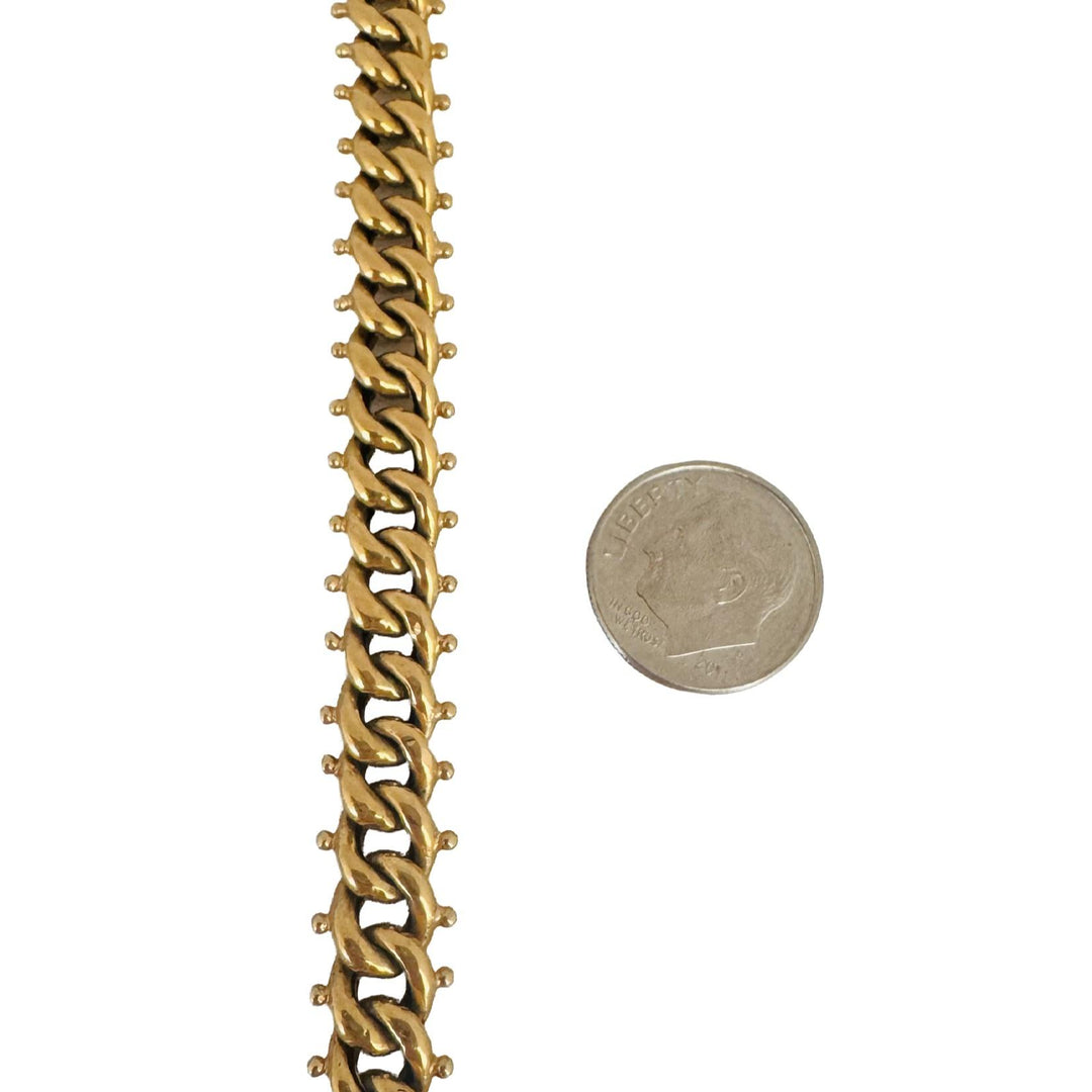19k Portuguese Yellow Gold 13.7g Vintage Beaded Curb Link Bracelet 8.25"