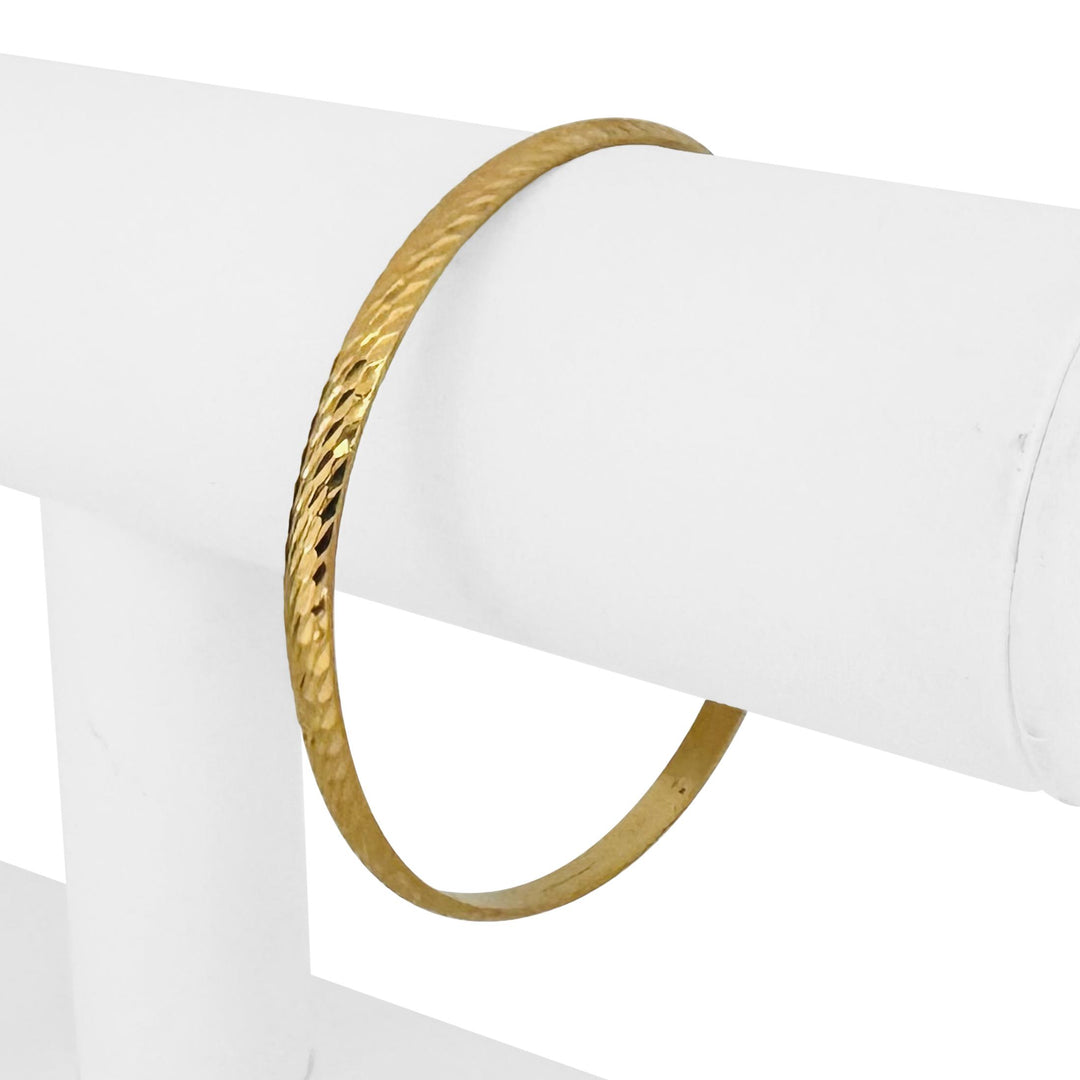 18k Yellow Gold 9g Solid Vintage 4.5mm Diamond Cut Bangle Bracelet 7.85"