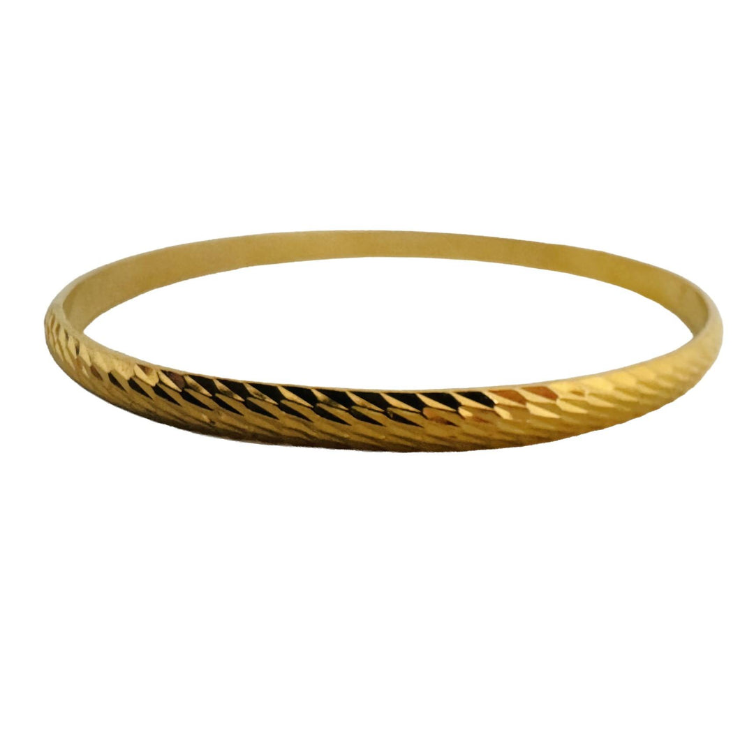 18k Yellow Gold 9g Solid Vintage 4.5mm Diamond Cut Bangle Bracelet 7.85"