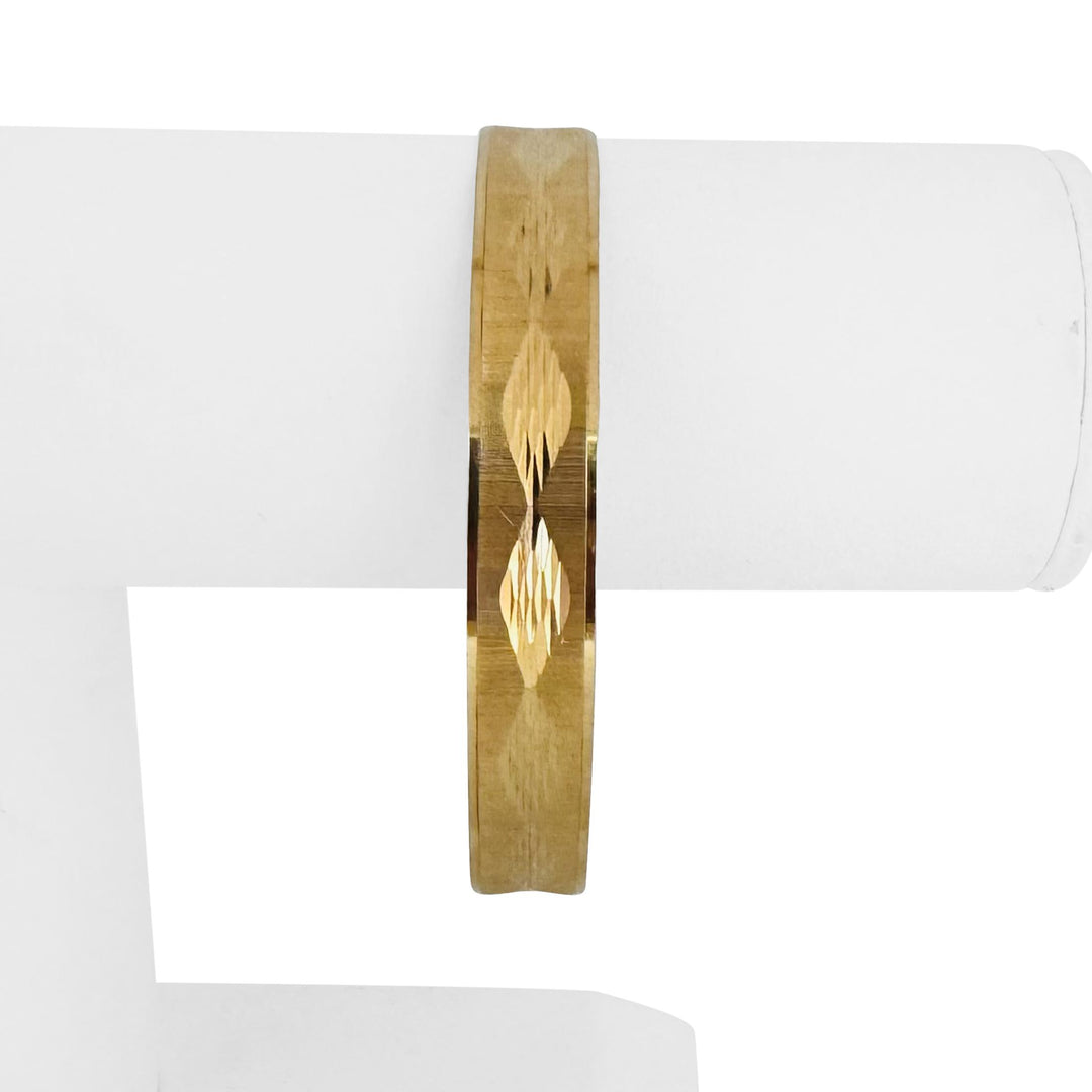 18k Yellow Gold 18g Solid Vintage 10mm Diamond Cut Bangle Bracelet Italy 8.5"