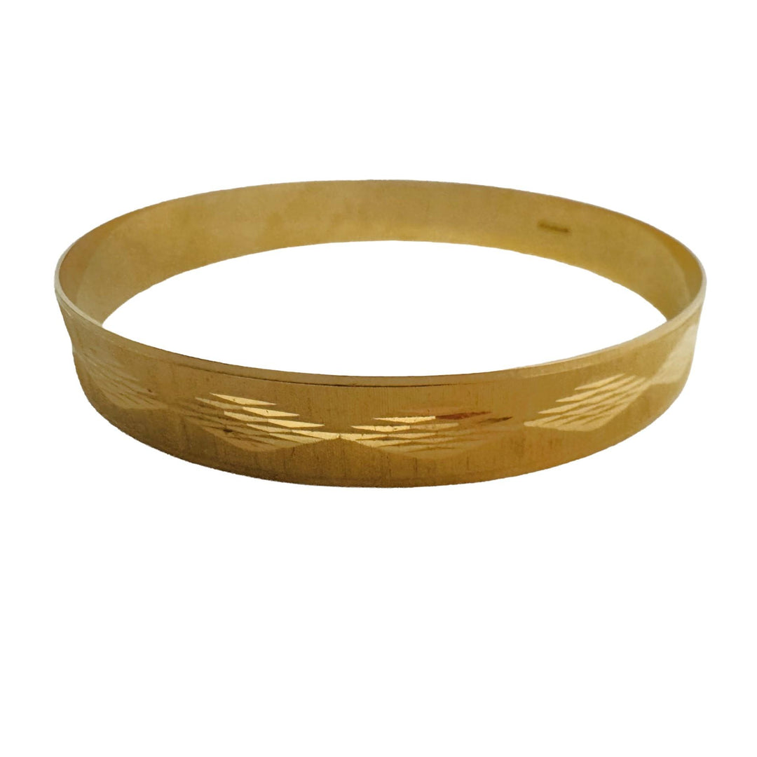 18k Yellow Gold 18g Solid Vintage 10mm Diamond Cut Bangle Bracelet Italy 8.5"