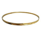 18k Yellow Gold 6.3g Solid Vintage 3mm Diamond Cut Bangle Bracelet Italy 8.5"