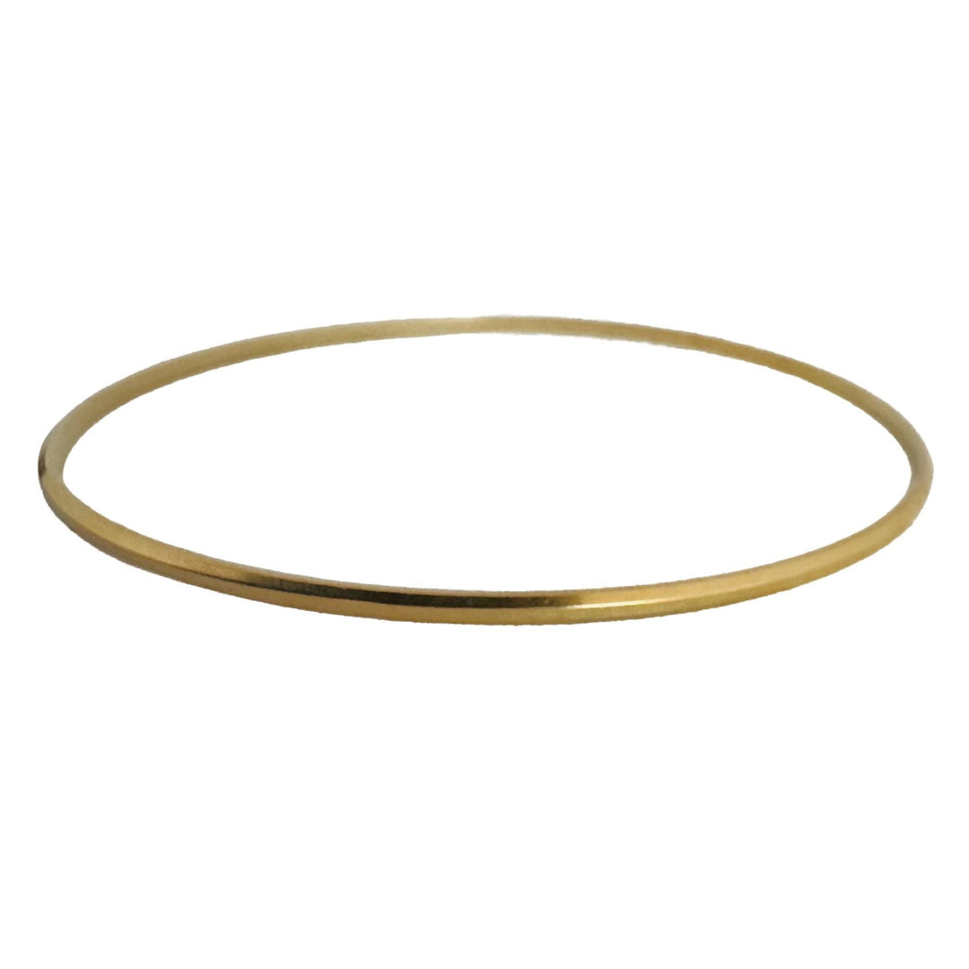 18k Yellow Gold 6.4g Solid Vintage 2mm Beveled Edge Bangle Bracelet Italy 8.5"