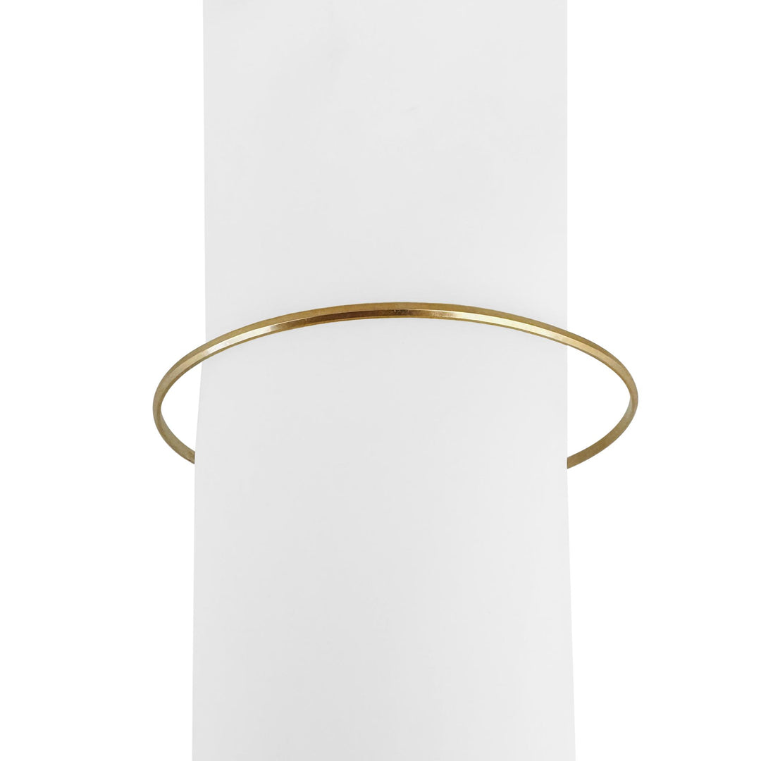 18k Yellow Gold 6.4g Solid Vintage 2mm Beveled Edge Bangle Bracelet Italy 8.5"