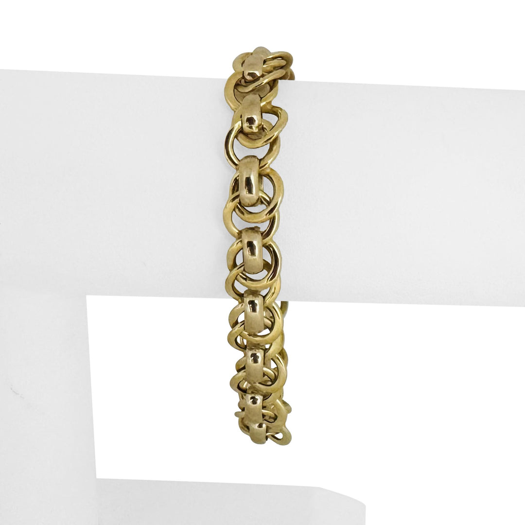 18k Yellow and White Gold 19.2g Ladies 10mm Fancy Link Bracelet 7.5"