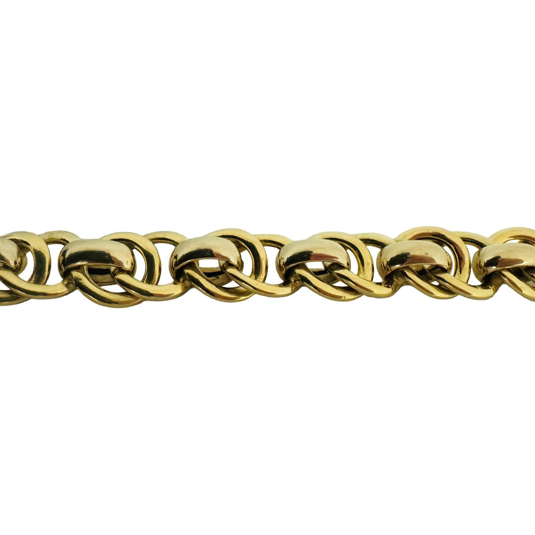 18k Yellow and White Gold 19.2g Ladies 10mm Fancy Link Bracelet 7.5"