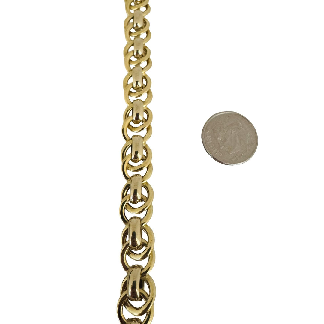 18k Yellow and White Gold 19.2g Ladies 10mm Fancy Link Bracelet 7.5"