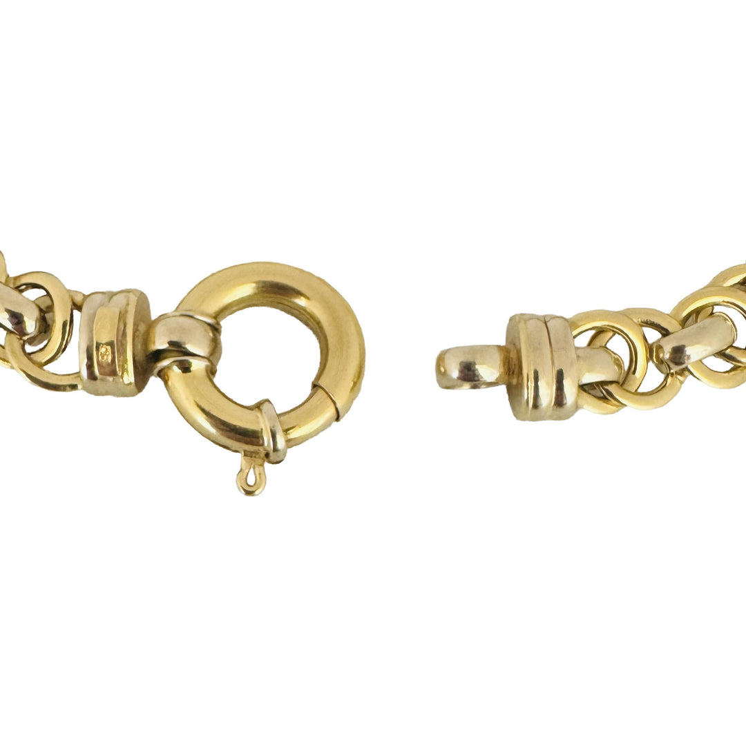 18k Yellow and White Gold 19.2g Ladies 10mm Fancy Link Bracelet 7.5"