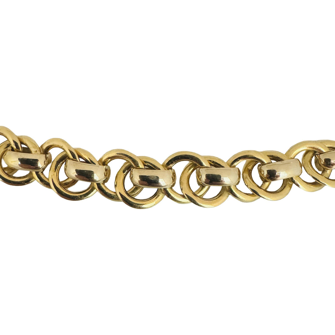 18k Yellow and White Gold 33.2g Ladies 10mm Fancy Link Necklace 17.5"