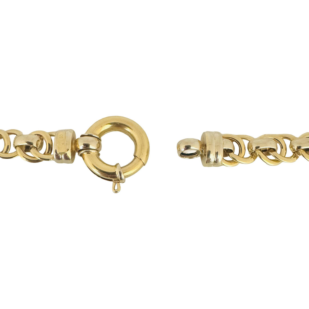 18k Yellow and White Gold 33.2g Ladies 10mm Fancy Link Necklace 17.5"