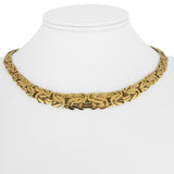 18k Yellow Gold 34.7g Ladies Thick Graduated Byzantine Link Necklace Italy 17"